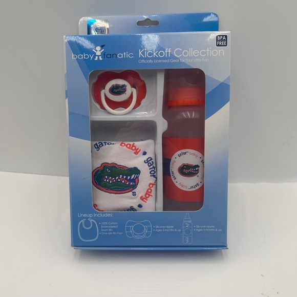 Baby Fanatic Florida Gators Kickoff Collection 3pc Bib Pacifier Bottle Set NEW - Picture 4 of 9